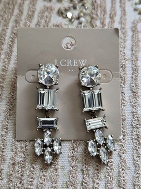 J. Crew Gold-Tone Clear Crystal Drop Earrings - Clear